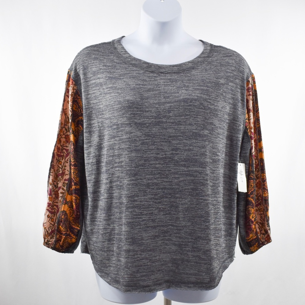 Style & Co Crewneck sheer sleeve Sweater - Picture 5 of 6